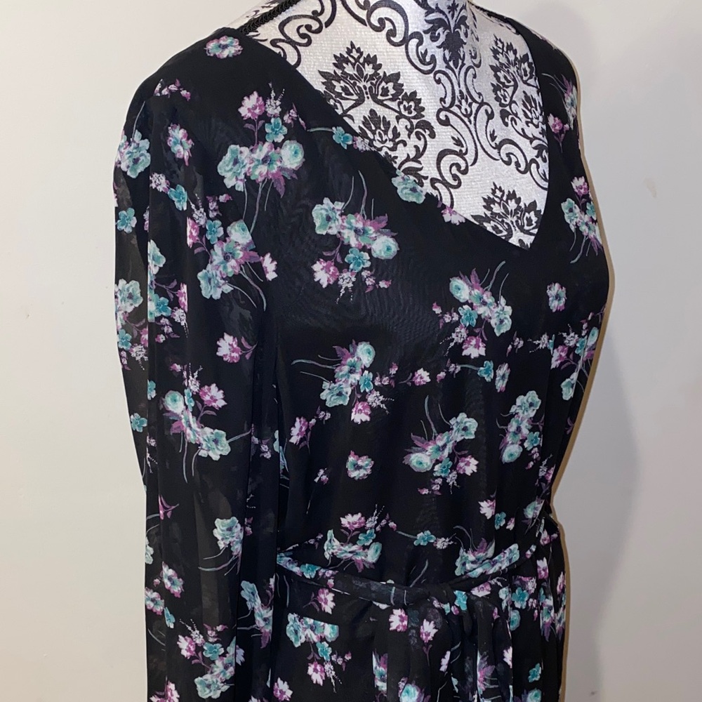 NWT!! Black Label by Evan Picone Long Sleeve Dress with Floral Pattern Size 18 - Picture 11 of 16